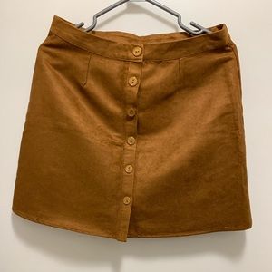 High waist brown with buttons mini skirt